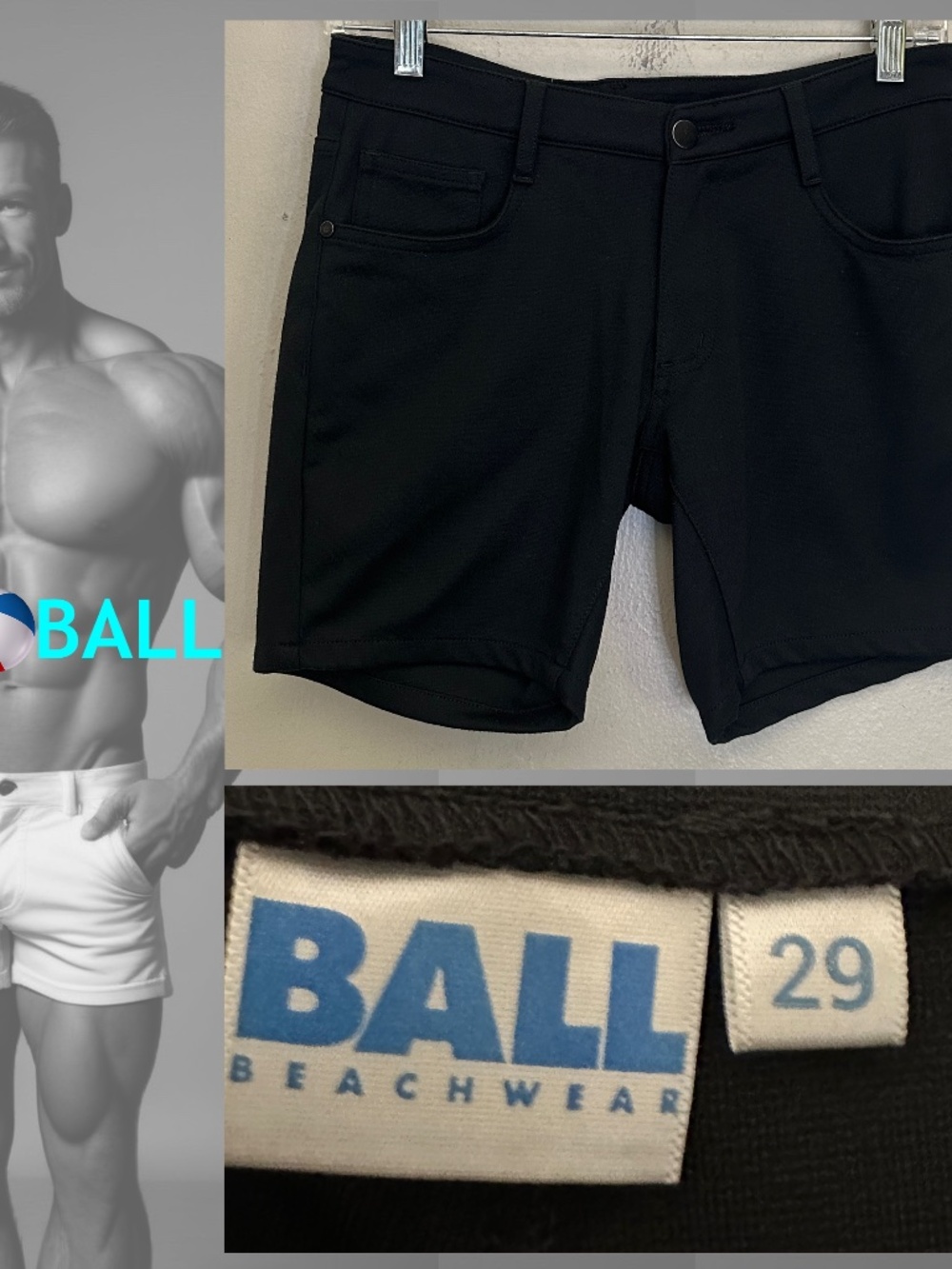 Ball Black Stretch Shorts 29" waist 6.5" inseam Gently worn Cotton/spandex blend